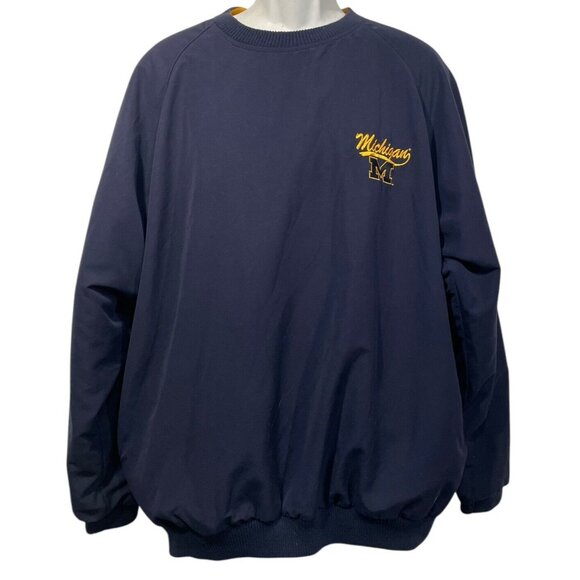 Vtg University of Michigan Pro Edge Reversible Pullover Windbreaker Mens Sz XL - Picture 2 of 11